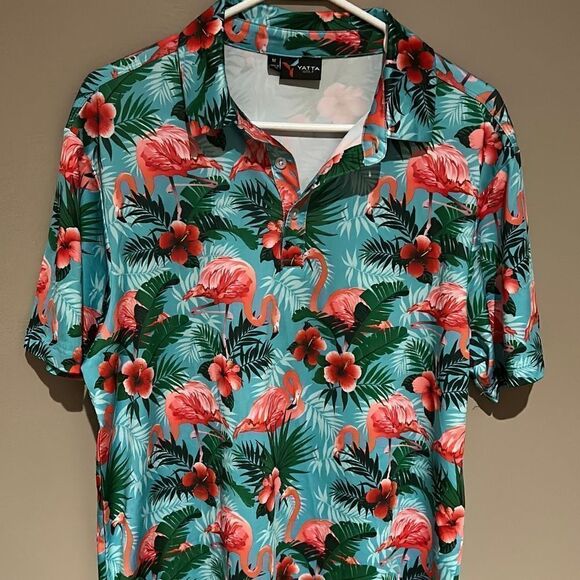 Yatta Golf Men’s Medium Flamingo Golf Polo - Picture 1 of 6